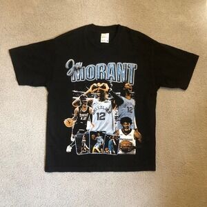 Ja Morant Memphis Grizzlies Vintage Style Graphic Tee Black Small NBA Rap Tee